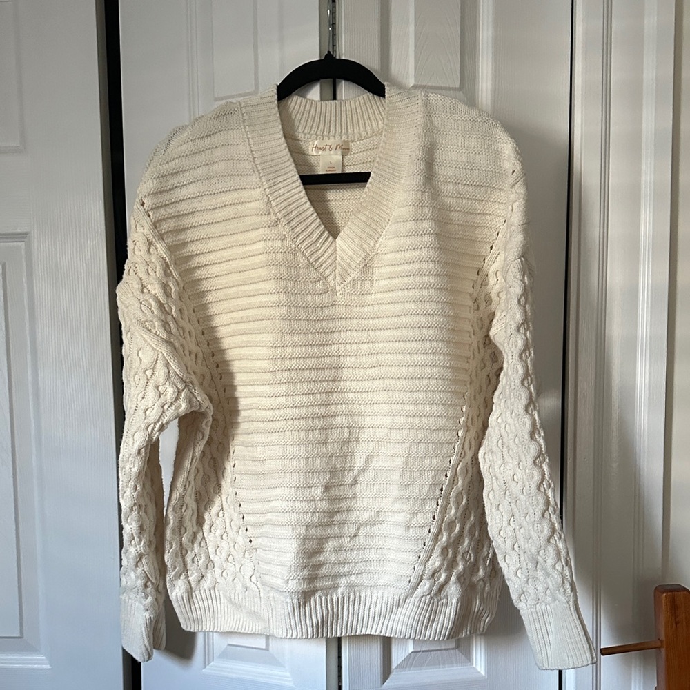 Elegant Cream V-Neck Sweater